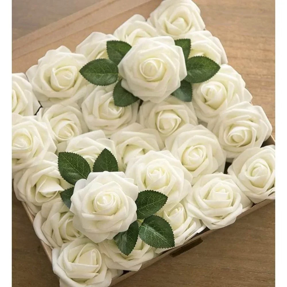 4 pack Eucalyptus Garland & 25 count Ivory Roses Set Wedding Decor